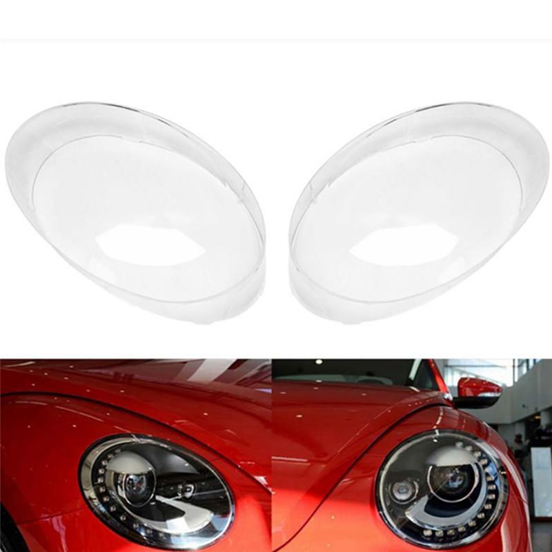 M33K-Car Left&Right Headlight Shell Lamp Shade Transparent Lens Cover Headlight Cover for VW Beetle 2013-