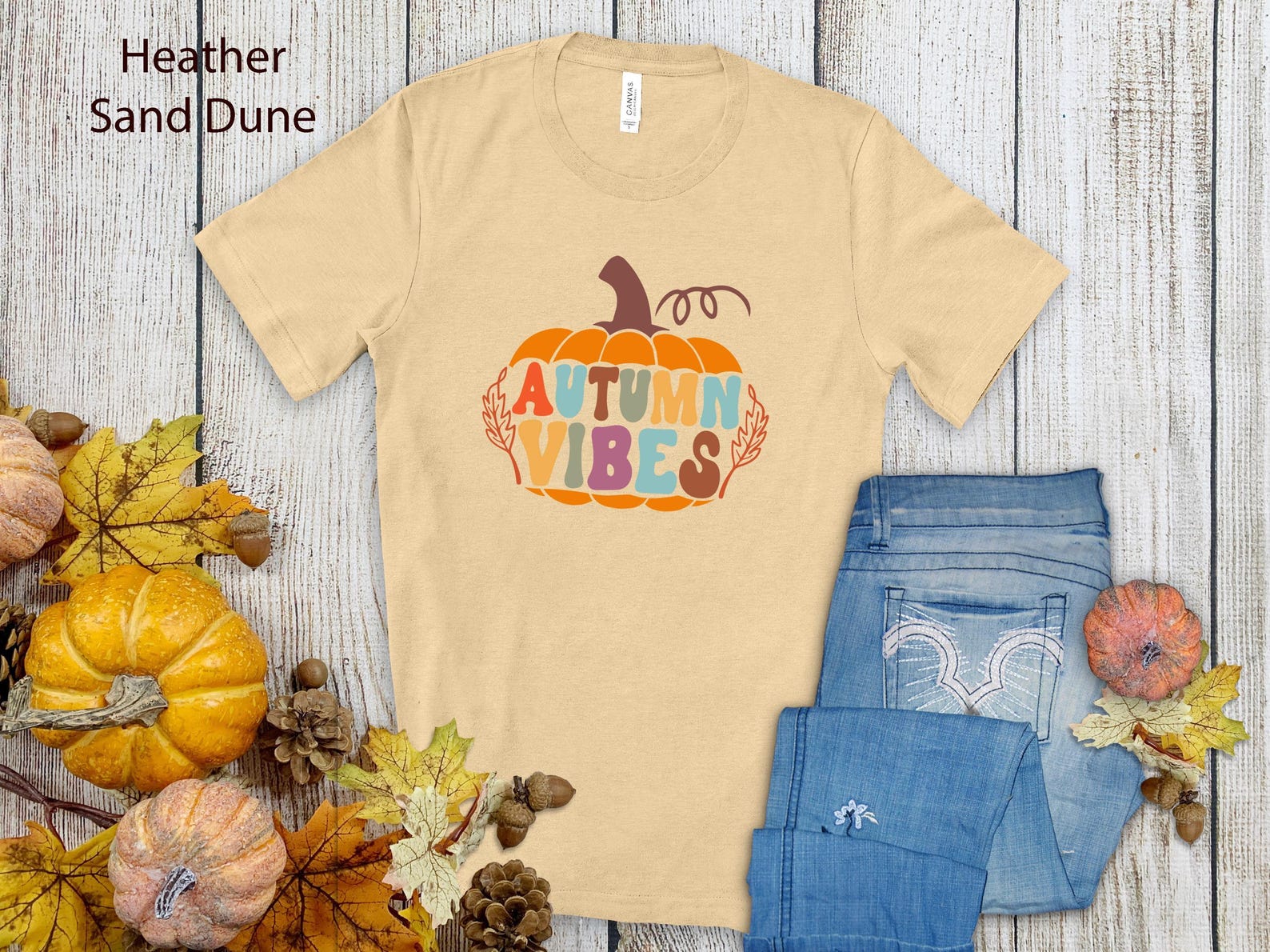 Autumn Vibes T-shirt | Retro Pumpkin Fall Tee 2XL