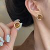 Tiger Eye Stone Earrings Alloy High End Ear Accessories Maillard Earrings Light Luxury Light Luxury Earrings For Gifts Daily