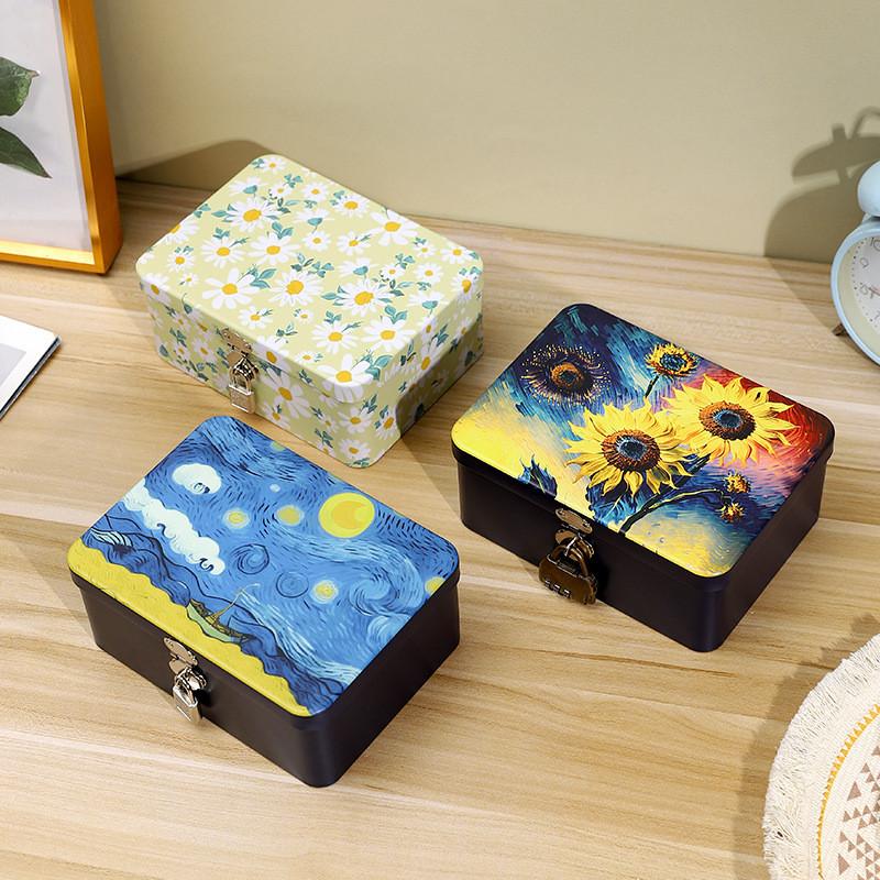 Cartoon Iron Pattern Box For Desk Drawer And Home Office Decoration Storage