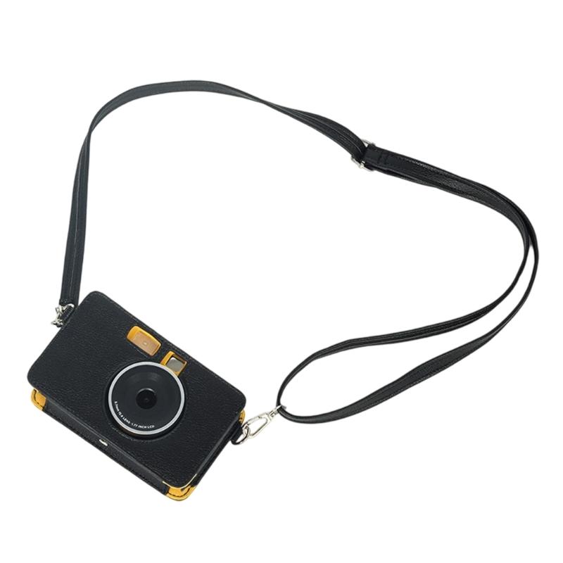 PU Leather Case Camera Bag with Shoulder for MS200 Solid Color Carrying Case Portable