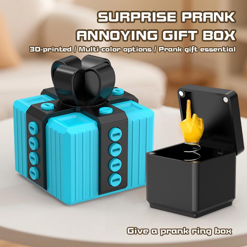 Funny Annoying Surprise Gift Box, Prank Rose Poop Middle Finger Figurine Ornament for Gag Present