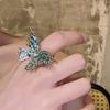 Niche Drop Glaze Open Ring Fashion Personality Exaggerated Unique Temperament Liquid Blue Butterfly Ring Women'S Light Luxury