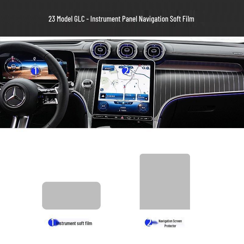 TPU Interior Protection Film for 2023-2026 Mercedes-Benz GLC300L: Scratch-Resistant Console & Screen Film