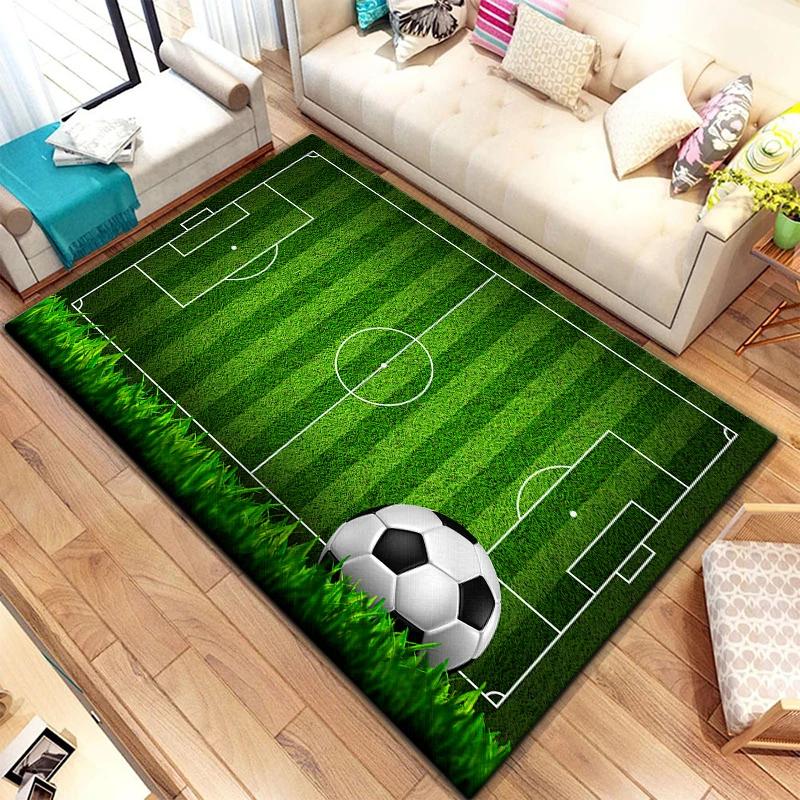 Soccer Football Sports Silhouette Pattern Carpet for Living Room Rugs Camping Picnic Mat Anti-Slip Rug Crawl Mat Fans Gift