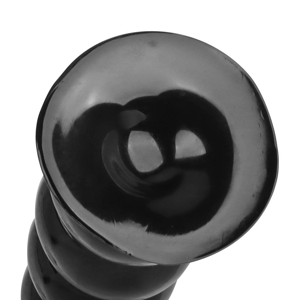 Six Beads Black Tower Suction Cup Anal Plug - Large Soft Pull Bead Dilator for Men and Women