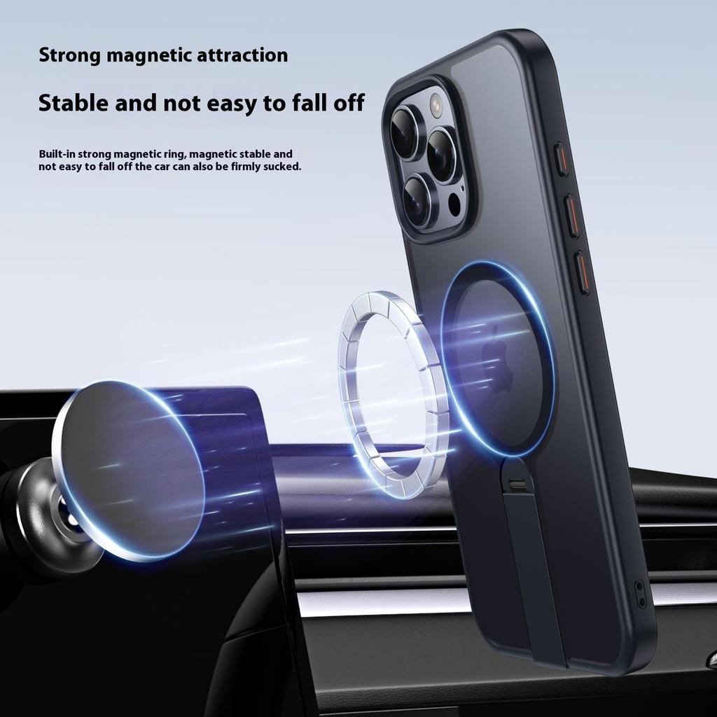 For iPhone 14 Pro Max Case Compatible with MagSafe Rotating Straight Kickstand TPU+PC Matte Phone Cover