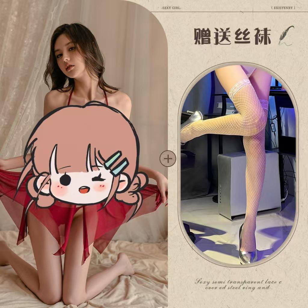 Sexy lingerie sexy perspective lace butterfly tulle suspender neck woman hot temptation split woman