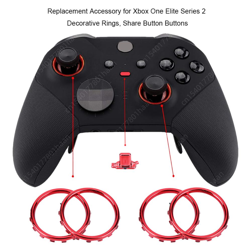Accent Joystick Rings for Xbox One Elite Series 2 Replacement Accessories for Chrome Game Controller Thumbstick Accent Rings Kit