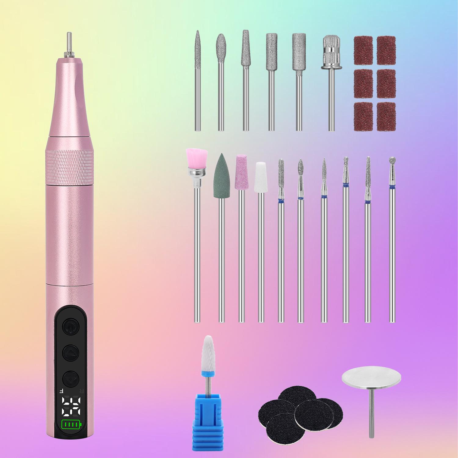 Portable 0-35000 RPM Nail Grinder: Professional Gel Removal Polishing Tool розовый