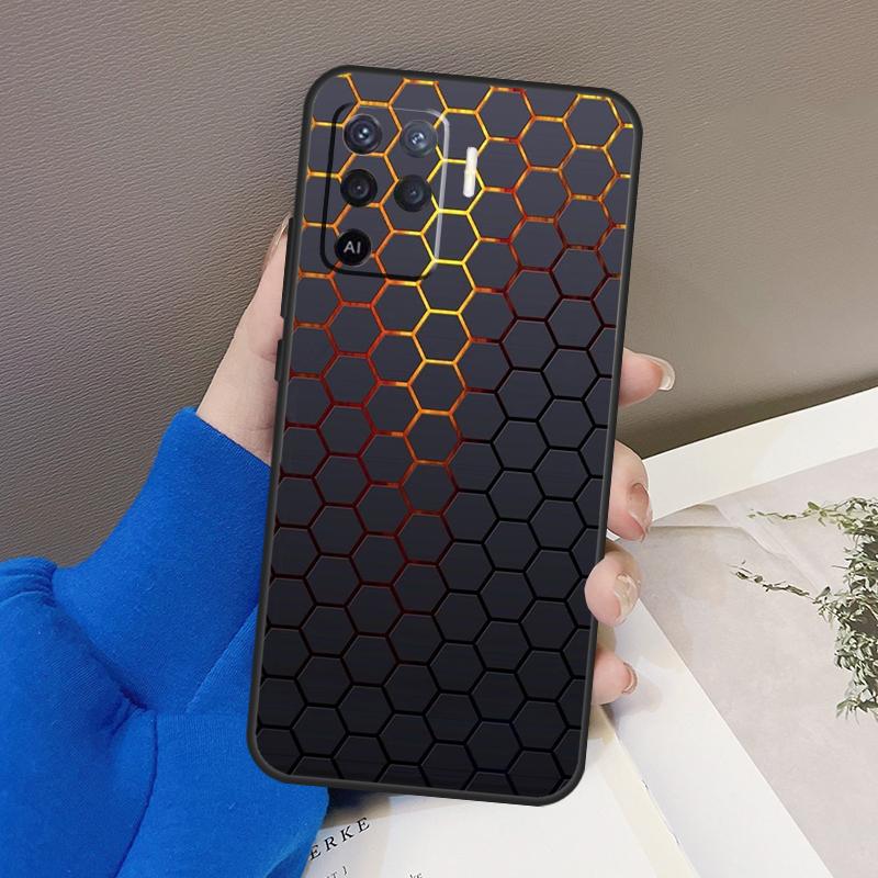 3D Hexagonal Lights Case For Oppo A5 Pro A15 A17 A57 A77 A18 A38 A58 A78 A98 A94 A74 A54 A16 A76 A96 A40 A60 A80