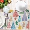 4pcs Kitchen Supplies Linen Christmas Placemat Rectangular Heat Resistant Table Mat Non Slip Tableware Pad Party
