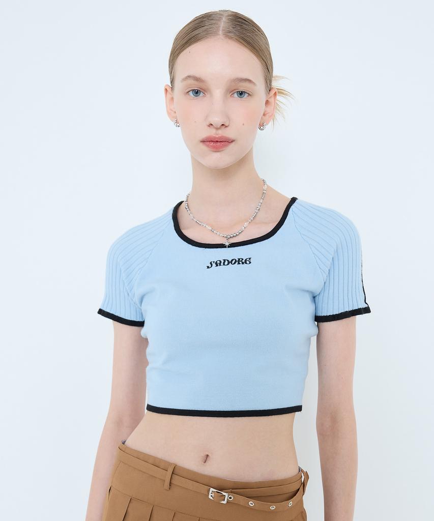 LARTIGENT L4 Line Crop Knit(Sky Blue)