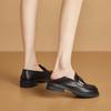 Mocassins Noirs Rétro Style Britannique Chaussures Simples pour Femmes Semelle Souple Un Pédale Petites Chaussures en Cuir Mocassins