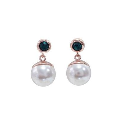 E446 Emerald Austrian Crystal Pearl Earrings