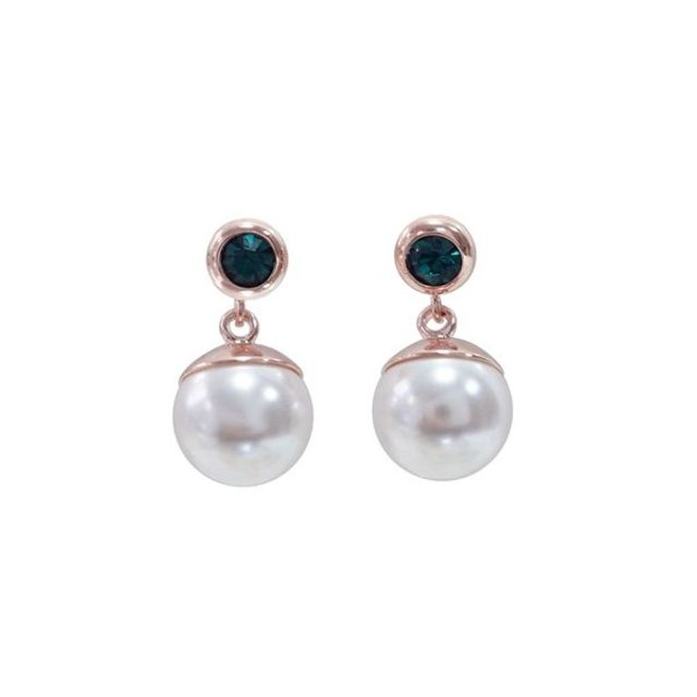 E446 Emerald Austrian Crystal Pearl Earrings