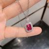 Retro Square Emerald Pendant Simulation Pigeon Blood Red Treasure Necklace Jewelry Accessories Set