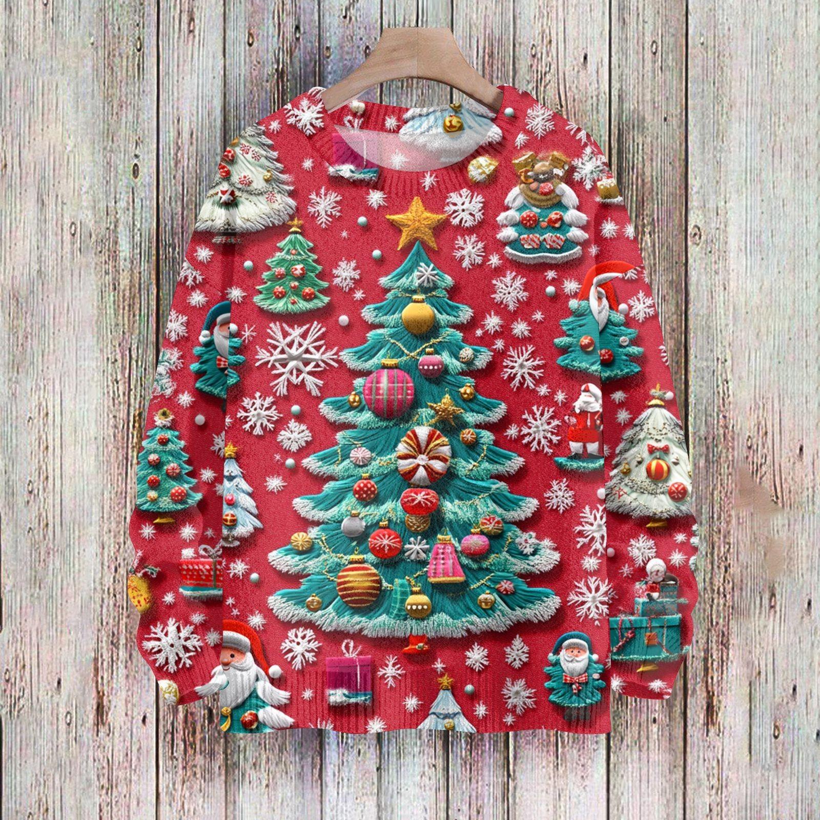 

Рождественские толстовки для женщин Вязаный свитер Милая рубашка Осенний свитер с круглым вырезом Топы L