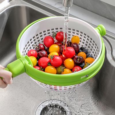 Rotating Drainer Basket Multifunctional Fruit Cleaning Bowl Fruit Vegetable Spinner Kitchen