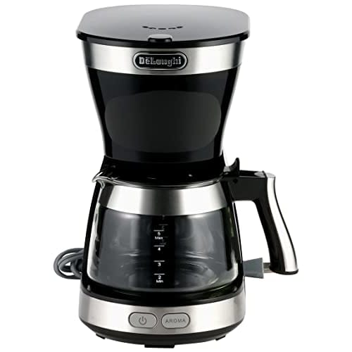 DeLonghi De'Longhi Drip Coffee Maker Active ICM12011J-BK Regular Coffee for 5 Cups Paperless Filter Intense Black 3 Year Warranty with Family Registra