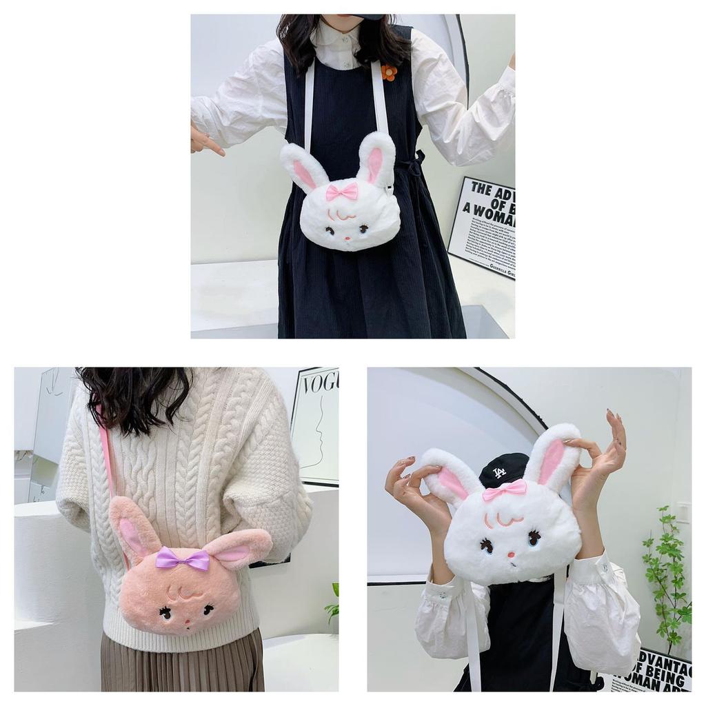 Plush Bunny Bag For Kids Cute Animal Character Kids Coin Purse For Daily Use