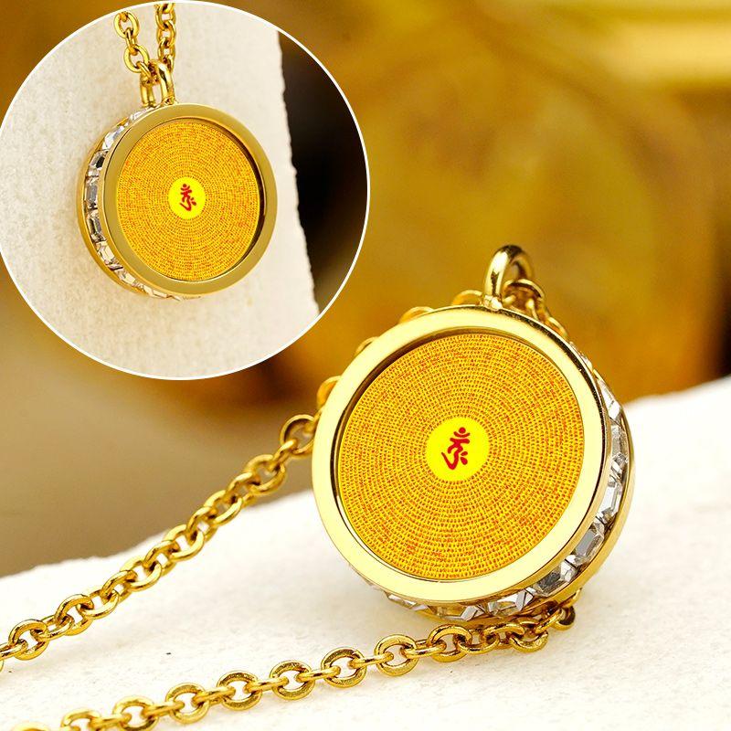 

Маленький идеальный кулон Золотая и серебряная ключичная цепочка Легкое модное ожерелье Желтый Бог Богатства Украшение Настраиваемый узор Китайская мода Large-Double Shurangama Curse