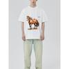 Men's Oversized T-Shirt Black Horse Print and Text Casual Wear