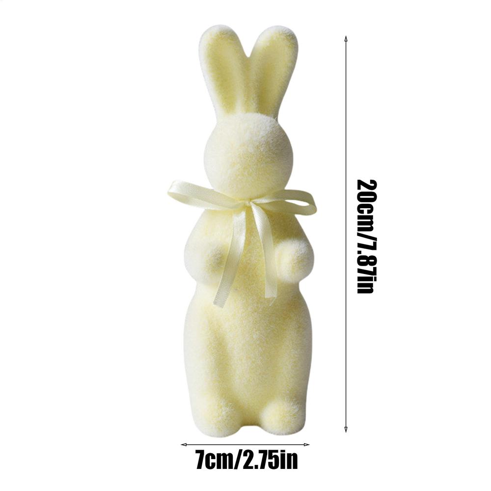 Easter Flocked Bunny Decor Flocked Tabletop Bunny Sculpture Decor Rabbit Shape Decoration Tool For Cupboard Bookshelf Fireplace