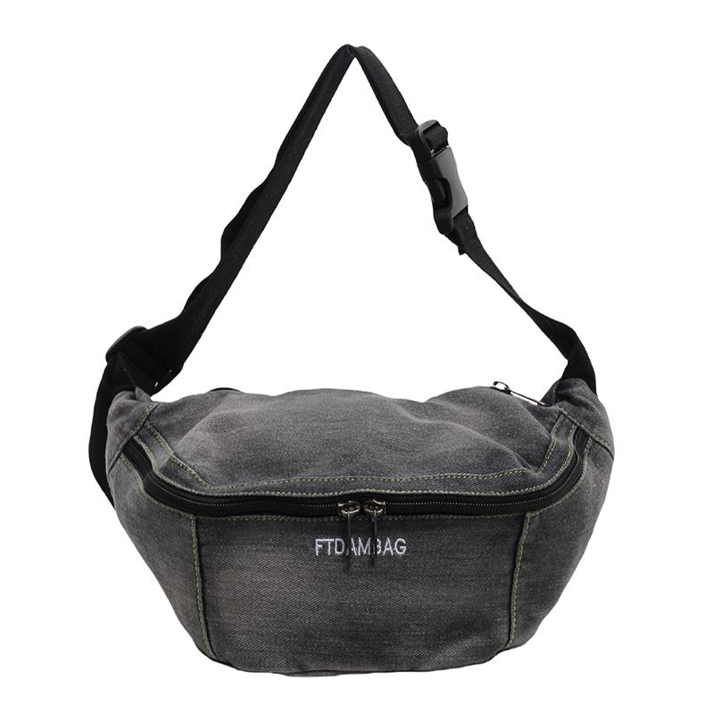 Geantă de piept din denim pentru femei, geantă de umăr cu capacitate mare, geantă de talie