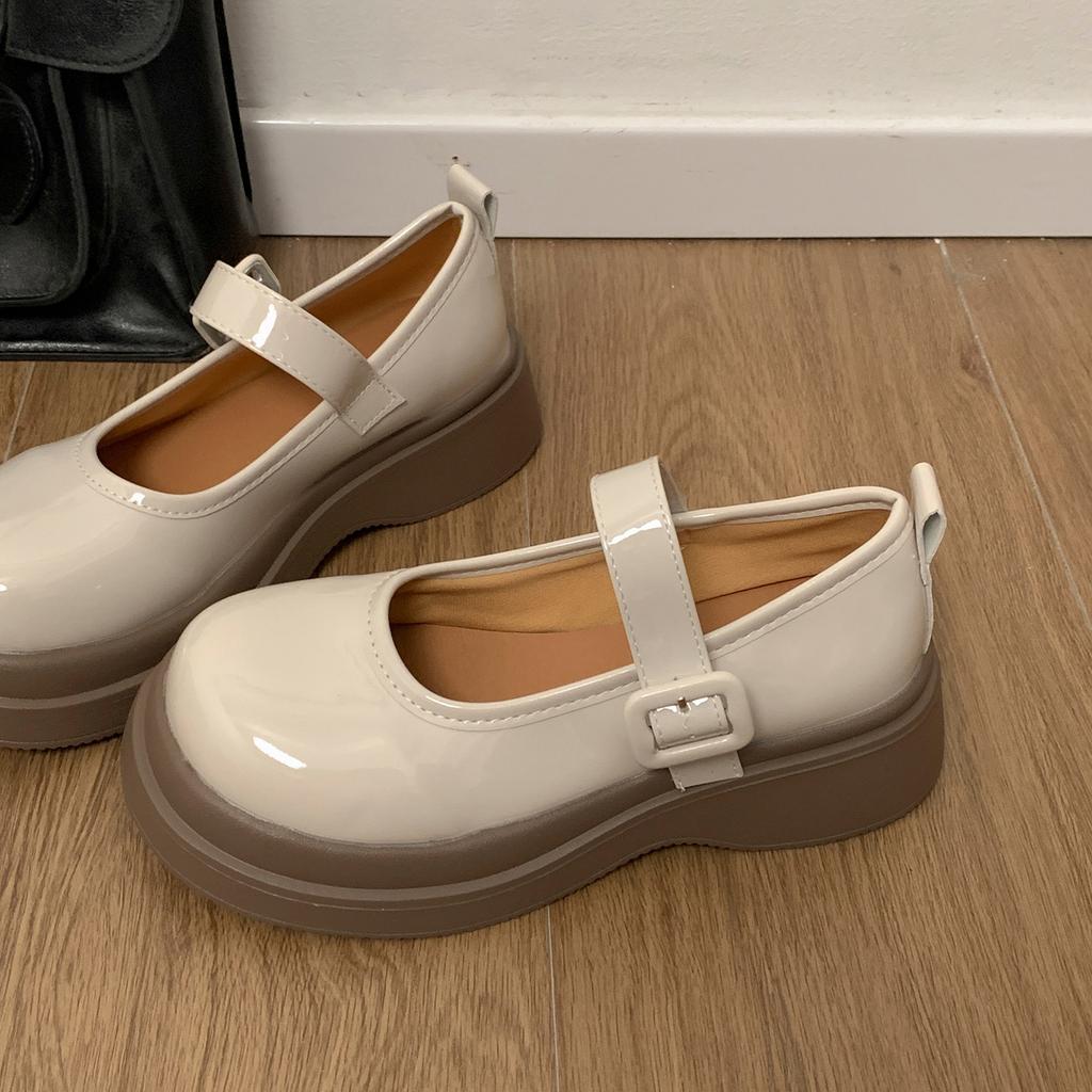 Retro British style white platform heightening small leather shoes women's 2025 new summer skirt shallow mouth Mary Jane shoes