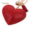 Women Romantic Key Chain Love Heart Shape Crystal Stone Tassels Bag Charms Keyring Trinket