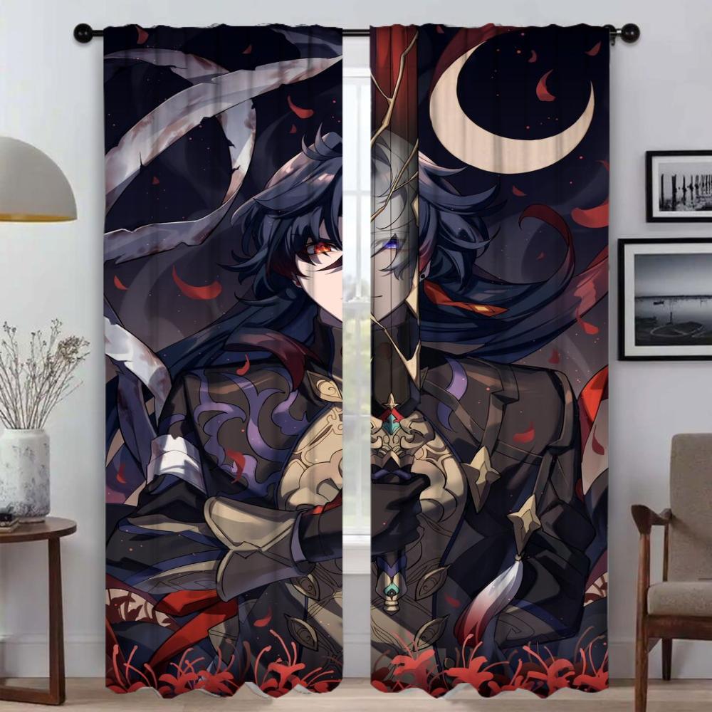 The Collapse Star Rail Halloween Decoration Shades Curtains for Living Room Curtain Tulle for Bedroom Curtains 2 Pieces Kitchen