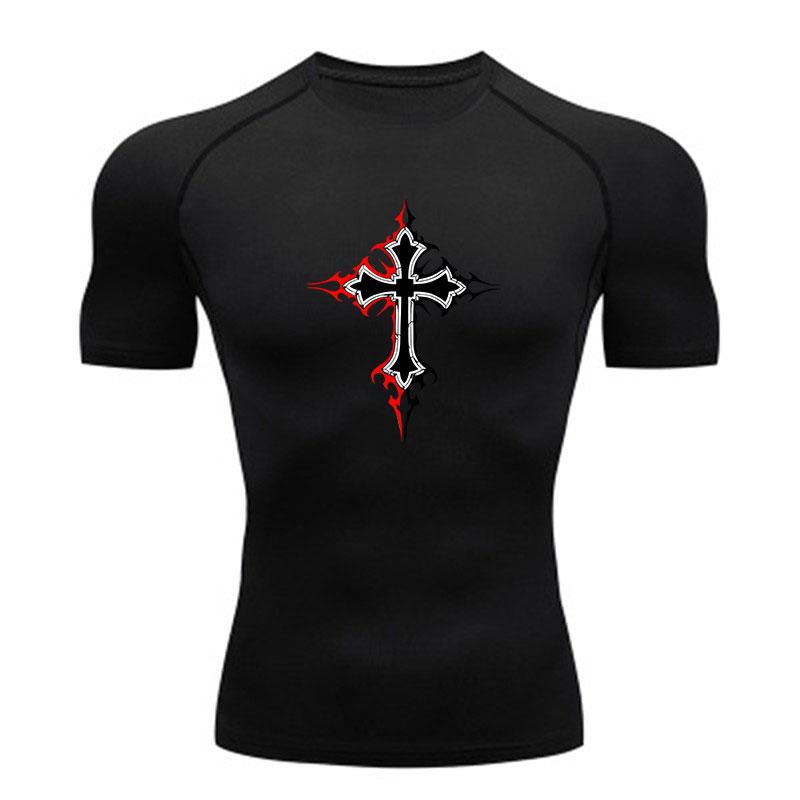 Men's Compression Fitness T-Shirt, Stylish Gothic Tribal Cro