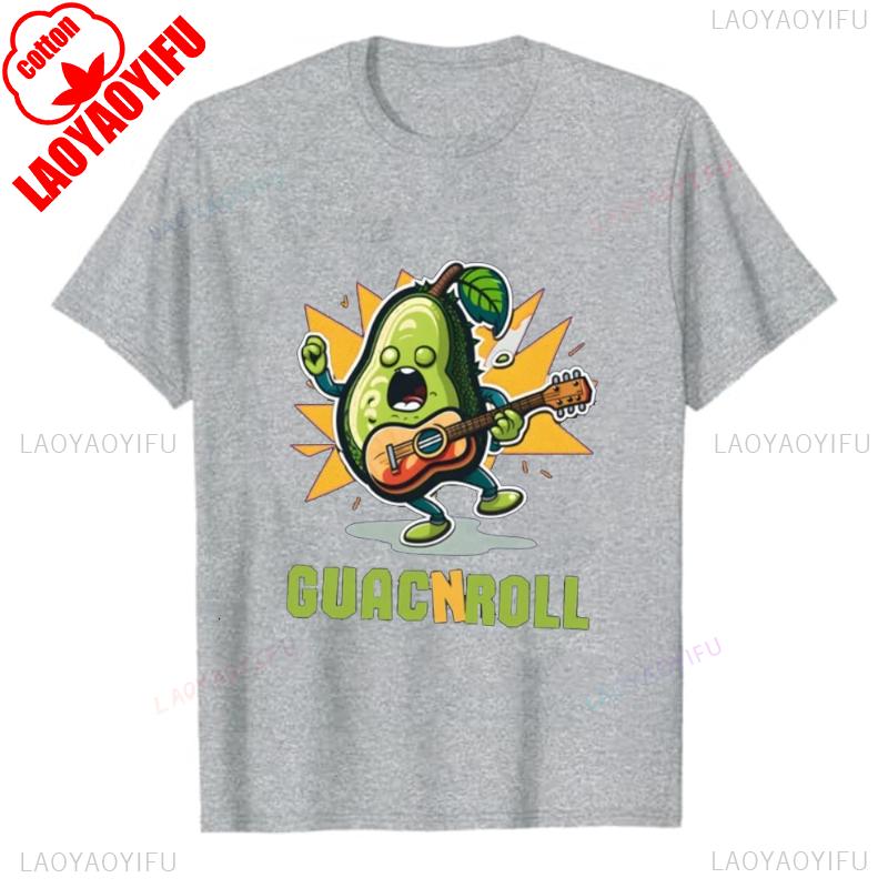 Lustiges Avocado-Shirt für Liebhaber Guac and Roll T-Shirt Niedliches Gitarrenspieler-Geschenk Guacamole Musikliebhaber Erwachsener Unisex Bedrucktes T-Shirt Oberteile