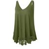 Women Vest Sleeveless Round Neck Lace Hem Solid Color Plus Size