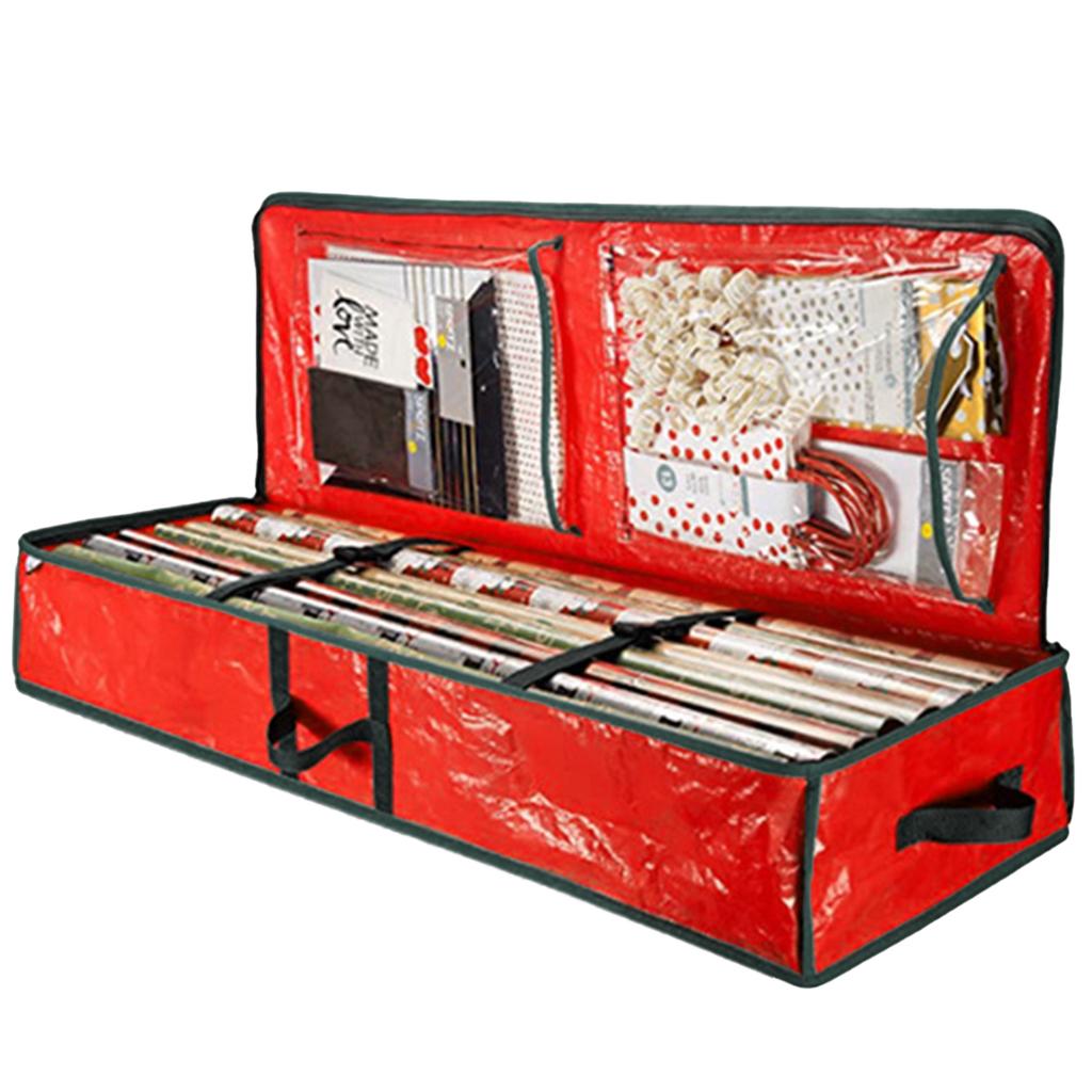 Christmas Wrapping Paper Storage Organizer 40" Durable 600D Oxford Fabric Gift Wrap Storage Bag Fits Ribbon Ornaments Holiday