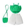 Summer Girls Three-dimensional Flower Suspender Bow Short Skirt Small Bag Set