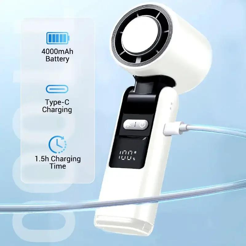 4000MA Handheld Fan USB Mini Turbo Fan Portable Refrigeration Charging Desktop Fan Wireless Electric Air Cooler Fan