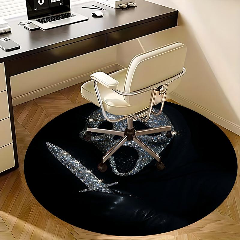 Diamond Encrusted Ghostface Chair Mat Round Carpet for Home Decor, Office Flooring, Gift Idea for Any Room0218b