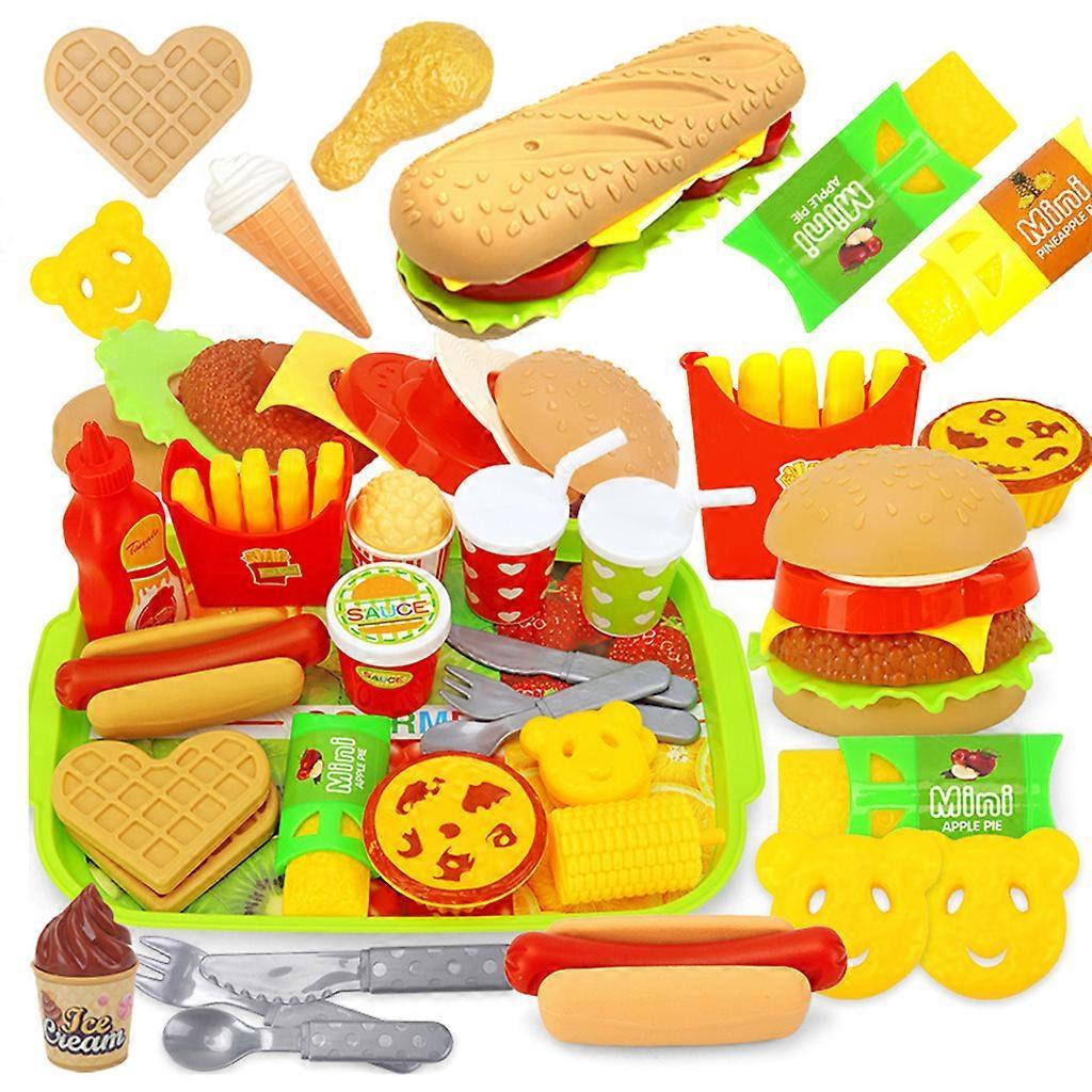 18/24 Peças Conjunto Divertido de Faz de Conta para Brincar Fast Food Hambúrguer Batatas Fritas Brinquedos de Simulação Presente de Aniversário para Crianças