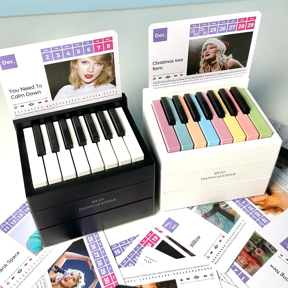 Taylor Piano Calendar 2025 Piano Desk Calendar Playable Mini Piano Calendar Music Sheets Toy Desktop Ornaments Gifts for Fans
