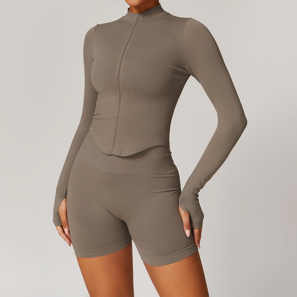 Damen Racerback Geripptes Yoga-Set: Nahtlose Taillenformende & Hüfthebende Fitnessbekleidung