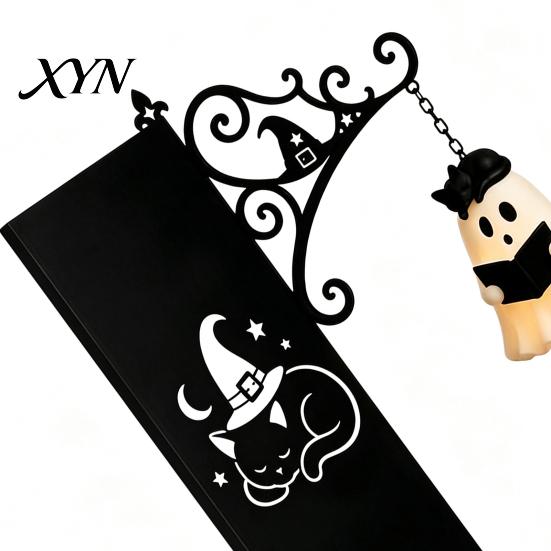 Ghost Reading Lamp Hanging Book Light, Spooky Iron Bookshelf Decor with Warm Creative Decorations Glow, Gothic Corner Ambient Lighting for Halloween