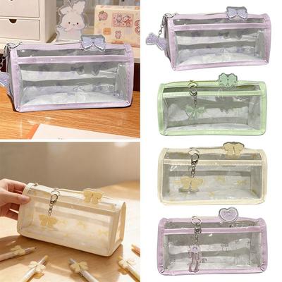 Bow Stationery Bag Transparent Storage Bag Cute Pen Box Gift