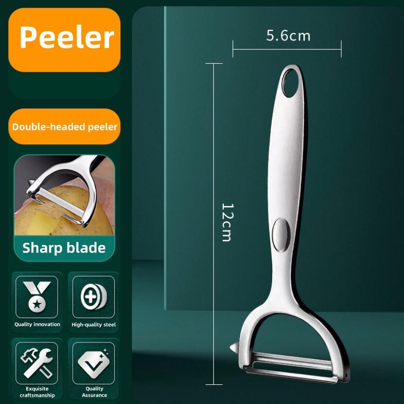 קולפן נירוסטה עם ידית עץ לקילוף וחיתוך פירות וירקות | עמיד ותפעול חלק