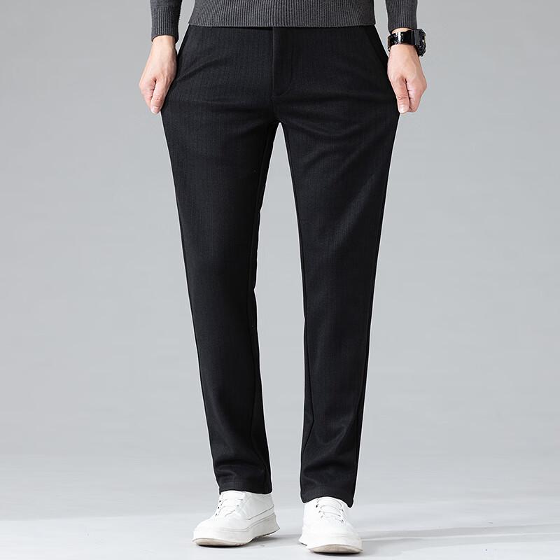 FAPAI Men's Knitted Wool Blend Straight-Fit Casual Pants