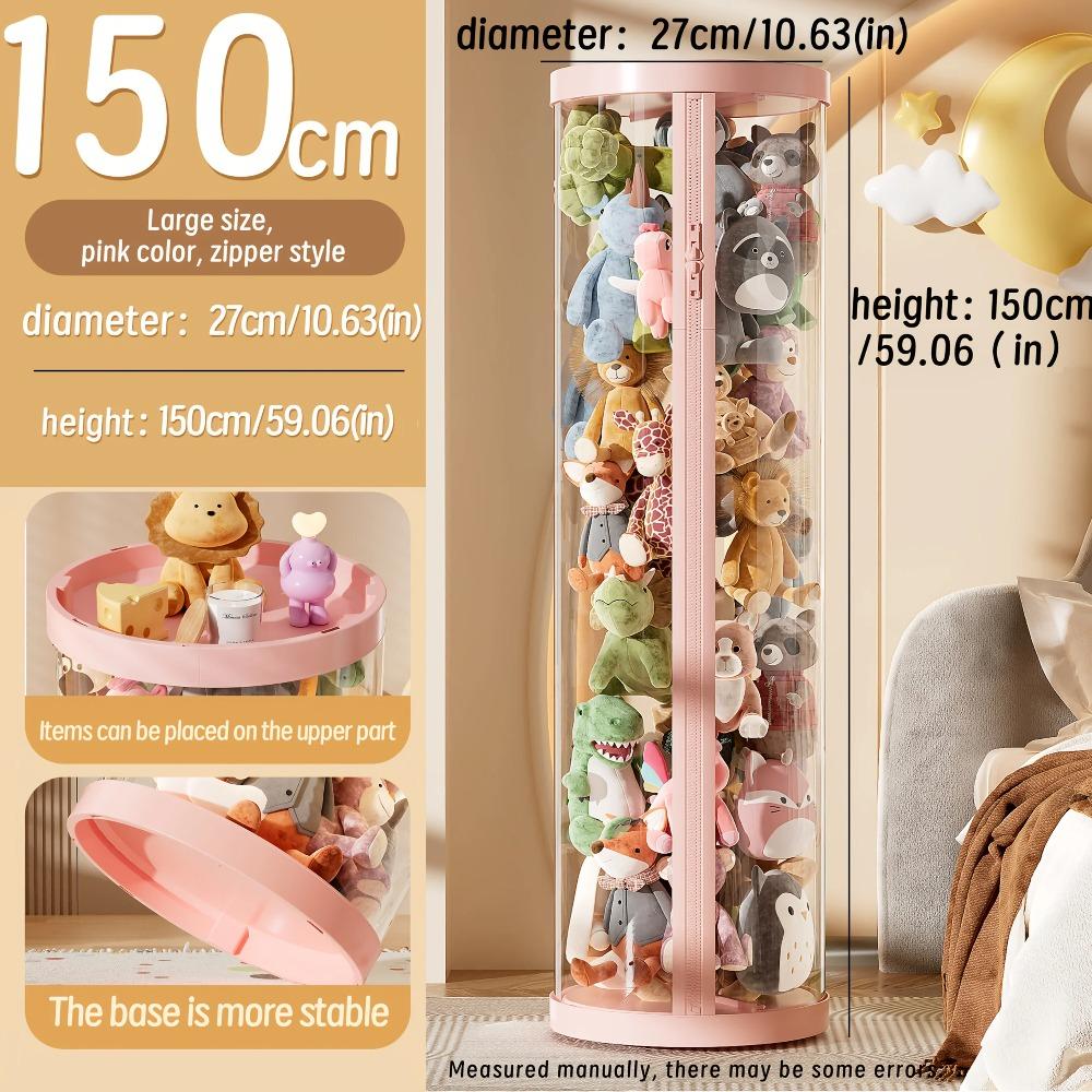 Transparent Storage Box Put Dolls Plush Toys Storage Cylinder with Lid Perfect for Christmas & Halloween Decor All-Round Display