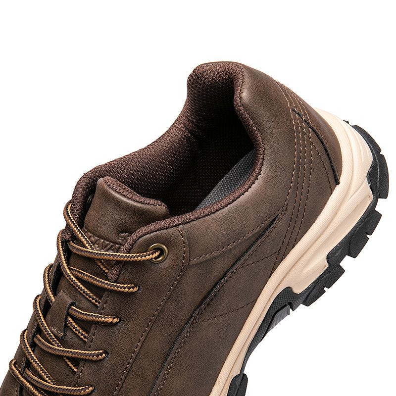 Fashion Men Genuine Leather Patchwork Hiking Shoes New Soft Bottom Trekking Sport Trainers Lightweight Walking Outdoor Jogging Sneakers