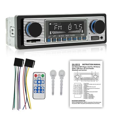 1din 5513 Car MP3 Player with FM Modulator, Bluetooth Music, Vintage Audio, USB Stereo Radio with AUX Function, Hands-Free AUX