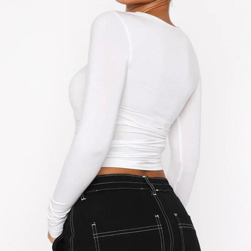 Y2K Ladies Autumn Winter Long Sleeve O Neck Leopard Star Printed Slim Fit Pullover T Shirt Crop Top